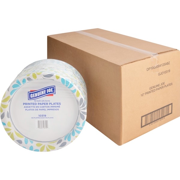 Genuine Joe Printed Paper Plates 10" Diameter Plate, PK125 10319CT - main